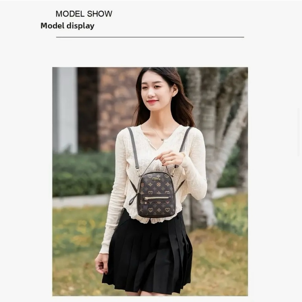 Khaki Monogram Mini Backpack Designer Inspired NIP - Picture 10 of 12